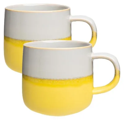 Image de Ensemble de 2 tasses en céramique, jaunes, pour café et thé, 390 ml