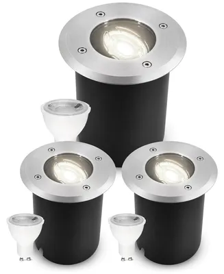 Produktbild von SSC-LUXon 3 Stück JUAVI Bodeneinbauleuchten Außen schwenkbar LED dimmbar GU10 230V neutralweiß 6,5W - Bodenspots Outdoor befahrbar
