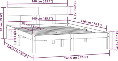 Produktbild von vidaXL Massivholzbett Kiefer 140x190 cm