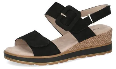 Produktbild von Caprice Damen Sandale mit überzogener Schnalle und Keilabsatz 9-28753-42, Größe:37 EU, Farbe:Schwarz