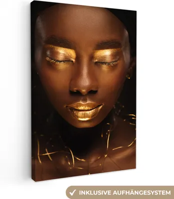 Obrázek produktu pro OneMillionCanvasses® - Obrazy na plátně - 90x140 cm, černá a zlatá - Šperky, Nástěnné umění Tisk Nástěnná dekorace - Nástěnná dekorace - Ložnice