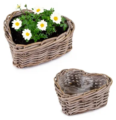 Produktbild von Rattan Pflanzherzen als Pflanzkübel Pflanztöpfe in 23, 30 cm