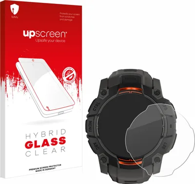 Produktbild von upscreen Schutzglas für Garmin Instinct 3 Solar (50 mm) Schutzfolie Panzer Folie Glas Display Schutz klar