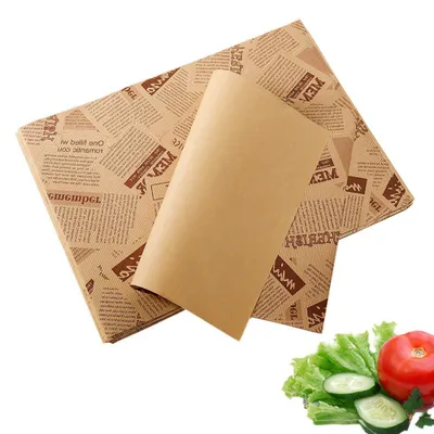 Produktbild von Käsepapier, fettdichtes Papier, 100 Blatt, Backpapier, Zeitungsoptik, Brotpapier, wasser- und ölabweisend, antihaftbeschichtet, 28 x 38 cm, fettdichtes Papier für Lebensmittel, Butter, Käse, Sandwiches, Hamburger, Pommes frites