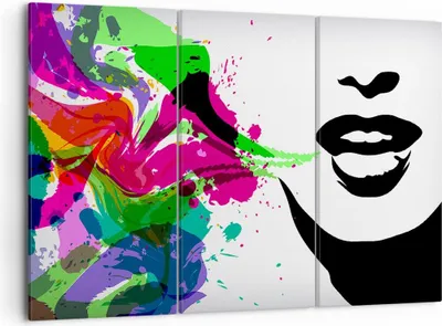 Produktbild von Bild auf Leinwand - Leinwandbild - Frau Gesicht Lippen Make-up - 105x70cm - Wand Bild - Wanddeko - Leinwanddruck - Bilder - Kunstdruck - Wanddekoration - Leinwand bilder - Wandkunst - CE105x70-2634