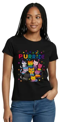 Produktbild von Spreadshirt Pride Purride Regenbogen Katzen Frauen T-Shirt, S, Schwarz