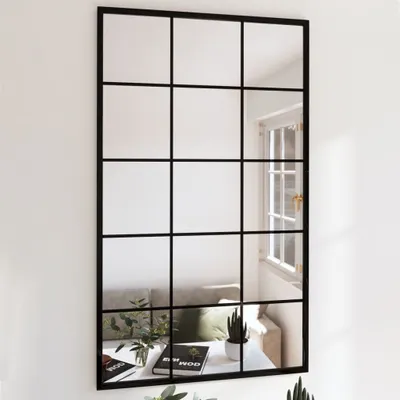 Zdjęcie produktu dla vidaXL Lustro ścienne 2 szt. czarne 100x60 cm metalowe - Lustro ścienne - Lustro - Lustro do przedpokoju - Lustro kwadratowe