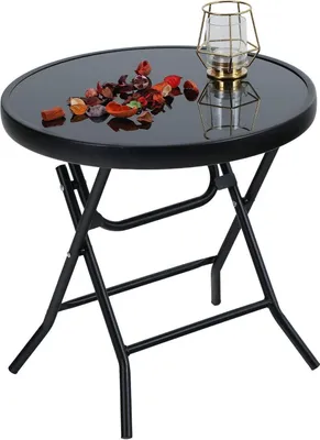 Image de PHI VILLA Table de jardin pliante en verre et métal