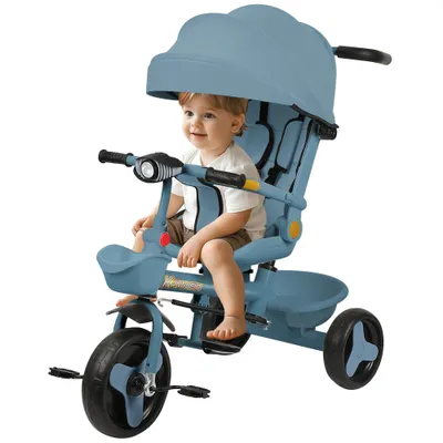 Produktbild von Kinderdreirad Baby-Dreirad Drehbarer Sitz Fahrrad Baby Kinderwagen ab 1 Jahr Blau