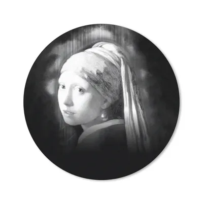 Produktbild von MuchoWow® Mauspad Mousepad Das Mädchen mit dem Perlenohrring - Johannes Vermeer - Schwarz und weiß 30x30 cm - Mousepads - Maus Mat - Pad - Mausunterlage - Tischunterlage - Schreibtischmatten