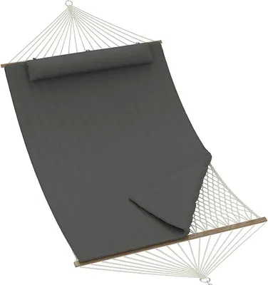 Produktbild von Komfortable Doppel-Hängematte für 2 Personen – Outdoor Hängematte mit Gestell, Baumwollseil, weicher Polyester-Polsterung, verstellbarem Stahlrahmen, 2-in-1 für Garten, Terrasse, Balkon,