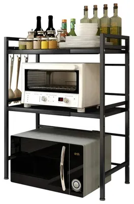 Image de Elzusha - Étagère extensible pour micro-ondes, avec 3 niveaux, idéale pour le rangement en cuisine