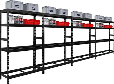 Produktbild von Mega Deal | 4x Reifenregal Tiger | HxBxT 180x120x40 cm | bis zu 12 Reifen auf 2 Ebenen | mit 2 Fachboden | Schwarz