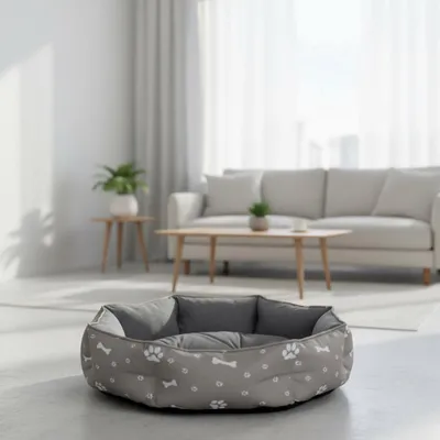 Produktbild von Hundebett Hundesofa Katzenbett Ø60cm Grau Hundekissen Wendekissen Hundekorb
