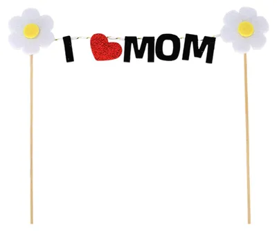 Produktbild von Muttertags-Kuchenaufsätze „Ich liebe Mama“ – Cupcake-Topper mit Glitzerherzen, Blumenkränzen und vieles mehr für Mamas Geburtstagstorte