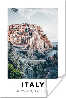 Produktbild von MuchoWow® Poster Cinque Terre - Amalfi - Italien - Sommer 120x180 cm - Kunstposter