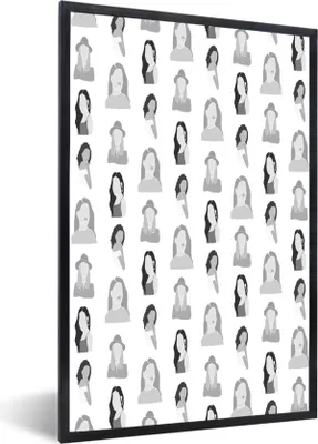 Produktbild von MuchoWow® Gerahmtes Poster Hintergrund - Frau - Schwarz - Weiß 60x90 cm - Poster mit Schwarzem Bilderrahmen Wandposter Rahmen Foto Bilder - Kunst