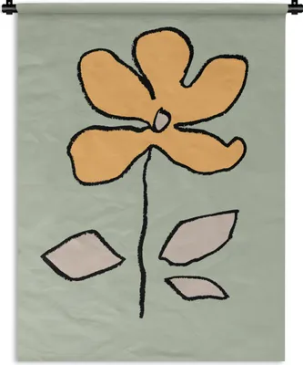 Produktbild von MuchoWow® Wandteppich Wandbehang Blume - Gelb - Grün - Abstrakt 150x200 cm Tapisserie Dekoration Wandtuch - Wandaufhängung - Moderner