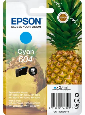 Obrázek produktu pro Epson Singlepack Cyan 604 Ink, Standardní výtěžnost, Azurová, 2,4 ml, 1 kusů, 130 str., Balení po jednom
