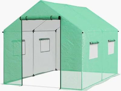 Immagine prodotto di Serra in pellicola 2x3x2m antivento con finestra avvolgibile e protezione UV, ideale per pomodori, robusta struttura in acciaio in verde