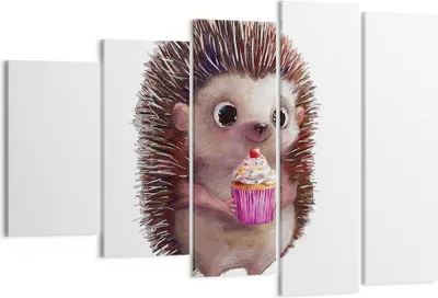 Produktbild von Bild auf Leinwand - Leinwandbild - 5 Teile - Igel Cupcake Kinder - 150x100cm - Wand Bild - Wanddeko - Wandbilder - Leinwanddruck - Bilder - Wanddekoration - Leinwand bilder - Wandbild - EG150x100-4769
