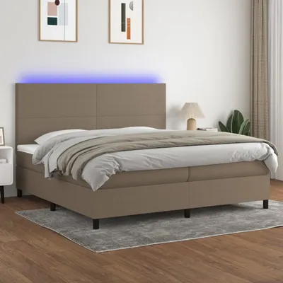 Produktbild von Cloris Designermöbel Boxspringbett mit Matratze & LED Taupe 200x200 cm Stoff 2024 Neu