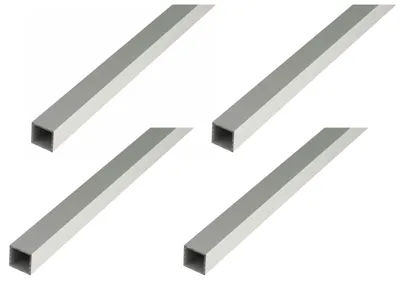 Zdjęcie produktu dla Alberts 4 x rura kwadratowa, aluminium, 40 x 40 x 2 mm, długość 1 m, anodowana na srebrno