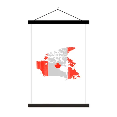 Produktbild von MuchoWow® Textilposter Kanada - Flagge - Karte 120x180 cm mit schwarzem Rahmen - Fotos