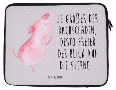 Produktbild von Mr. & Mrs. Panda Laptop Sleeve Axolotl Tanzen 20 x 28 cm - Grau Pastell - Geschenk, Sterne, Verrückt, Hülle, Tasche, gut Gelaunt, Laptoptasche, Case