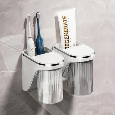 Imagen del producto de Juego de 2 soportes magnéticos para cepillos de dientes, sin necesidad de taladrar