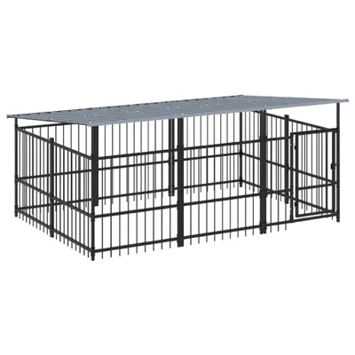 Produktbild von vidaXL Outdoor-Hundezwinger mit Dach Stahl 5,63 m²