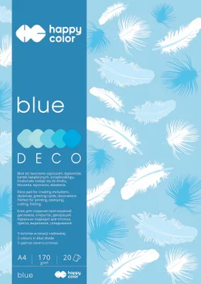 Immagine prodotto di GDD Blok Happy Color Deco Blue A4 - 20 arkuszy, 170g, papier kreatywny do scrapbookingu