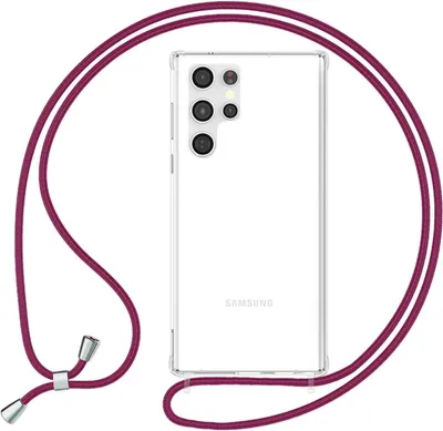 Produktbild von Klare Hülle mit Kette zum Umhängen für Samsung Galaxy S23 Ultra Rot