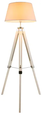 Produktbild von LED Stehleuchte, Stativ Holz Weiß, Fußschalter, Höhe 145 cm