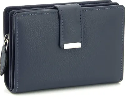 Produktbild von Damen Geldbörse aus weichem Leder mit RFID-Schutz - Damen-Portemonnaie (Navy)