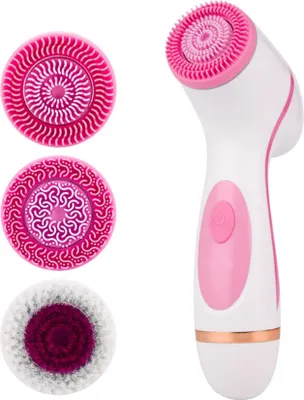Produktbild von 3 in 1 Elektrische Gesichtsbürste Gesichtsreinigungsbürste Wiederaufladbares Gesichtsreinigungsset Schmutzablösung entfernen Silikon Rosa