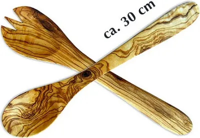 Produktbild von Salatbesteck MITTEL, ca. 30 cm, Olivenholz – naturbelassen, handlich, geschmacksneutral