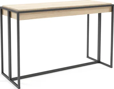Produktbild von Konsolentisch Ausziehbar im Loft-Stil – Bis 300 cm – Industrieller Tisch mit Schwarzen Metallbeinen, Platzsparend für Wohnzimmer oder Esszimmer – Artisan Eiche