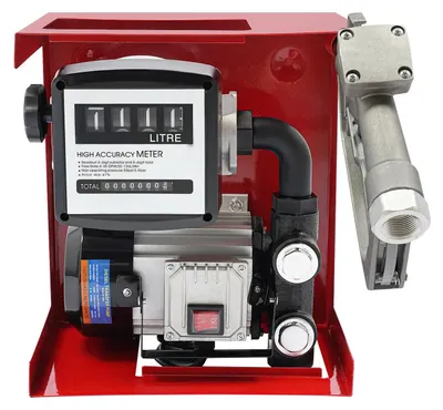 Immagine prodotto di Pompe di trasferimento diesel - Pompe carburante 220-240V - 60 litri/minuto, autoaspiranti - Elettropompa da 550W - Pistola di erogazione manuale - Tubo trasparente - Colore: rosso/nero