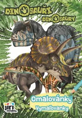 Produktbild von Malseite Dinosaurier A5 für Kinder mit 9 Schwarzweiß- und 9 Farbbildern