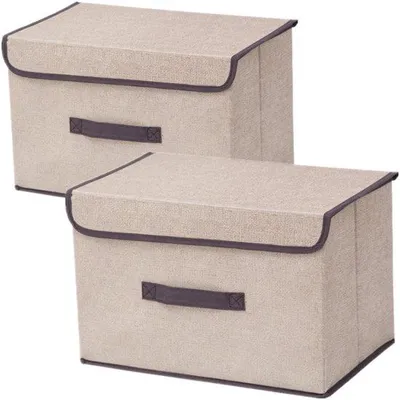 Produktbild von Aufbewahrungsboxen, 2 Stück - Faltbar - Mit Deckel - Schrankorganizer - Raumorganisation - 36 x 23 x 24 cm - Stoff - Aufbewahrungsbehälter