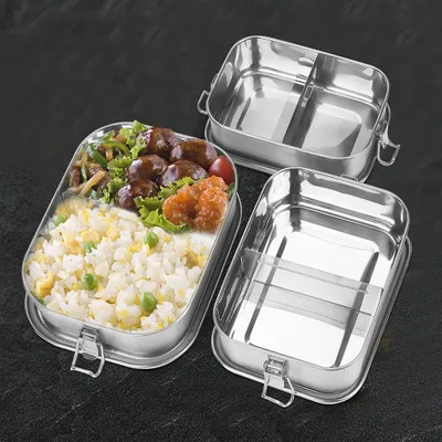 Obrázok produktu pre Nerezová obedárečka Eikuavons s tesnením, lunchbox s pevným uzáverom a priehradkami, objem 800 ml + 1200 ml