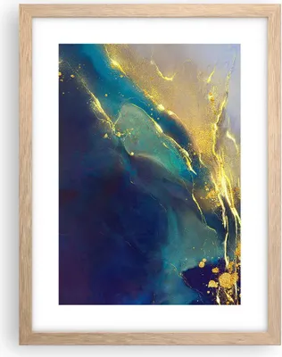 Produktbild von Gerahmtes Poster - Rahmen in heller Eiche - Gold Granate Abstraktion - 30x40 cm - Wand Bild - Wanddeko - Wandbilder - Kunstposter - Wandposter - Bilderrahmen - Bilder - Kunstdruck - P2NPA30x40-4753