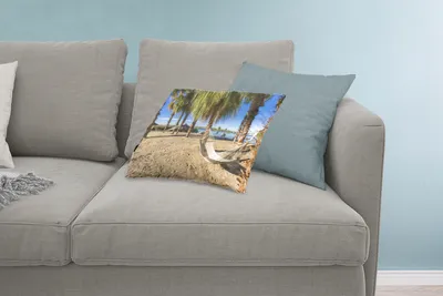 Produktbild von MuchoWow® Zierkissen Sofakissen Wohnzimmer Dekokissen 60x40 cm Strand - Hängematte - Entspannen - Kopfkissen - Polster mit Foto