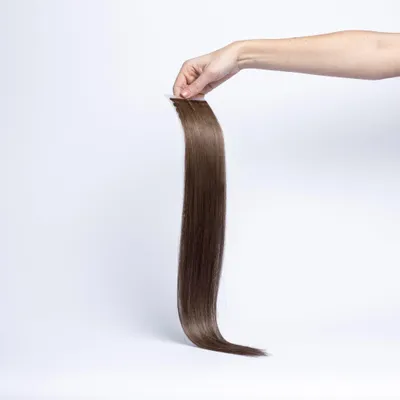 Produktbild von chaarmant Tape In Extensions Invisible Echthaar 55 cm 25 g – Haarverlängerung #4 Schokobraun