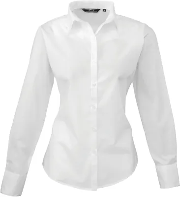 Produktbild von Premier Workwear Baumwolle Classics Popeline Bluse langarm 39.0300 Gr. XS white