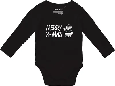 Produktbild von Huuraa Baby Body Merry X-Mas Weihnachtsmann 80 Black  Baumwolle Fairtrade Langarmbody Geschenkidee