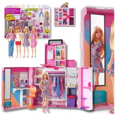 Produktbild von Barbie Fashionistas Garderobe mit Puppe und Zubehör
