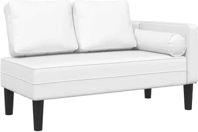 Produktbild von vidaXL Chaiselongue mit Kissen Weiß Kunstleder