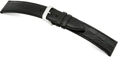 Produktbild von Happel Lederband Bahia 18mm schwarz mit Krokodillederprägung